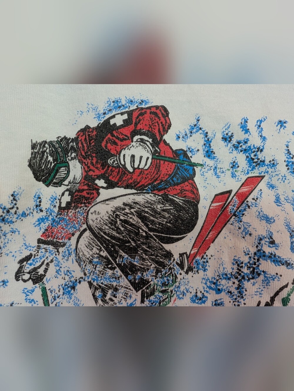 Vintage Ski Patrol Mock Neck Extreme Skiier T Shirt Large